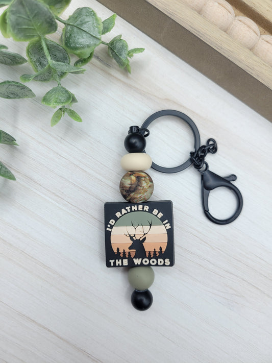 In The Woods Barbell Keychain