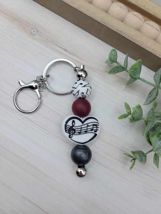 Maroon Music Heart Barbell Keychain