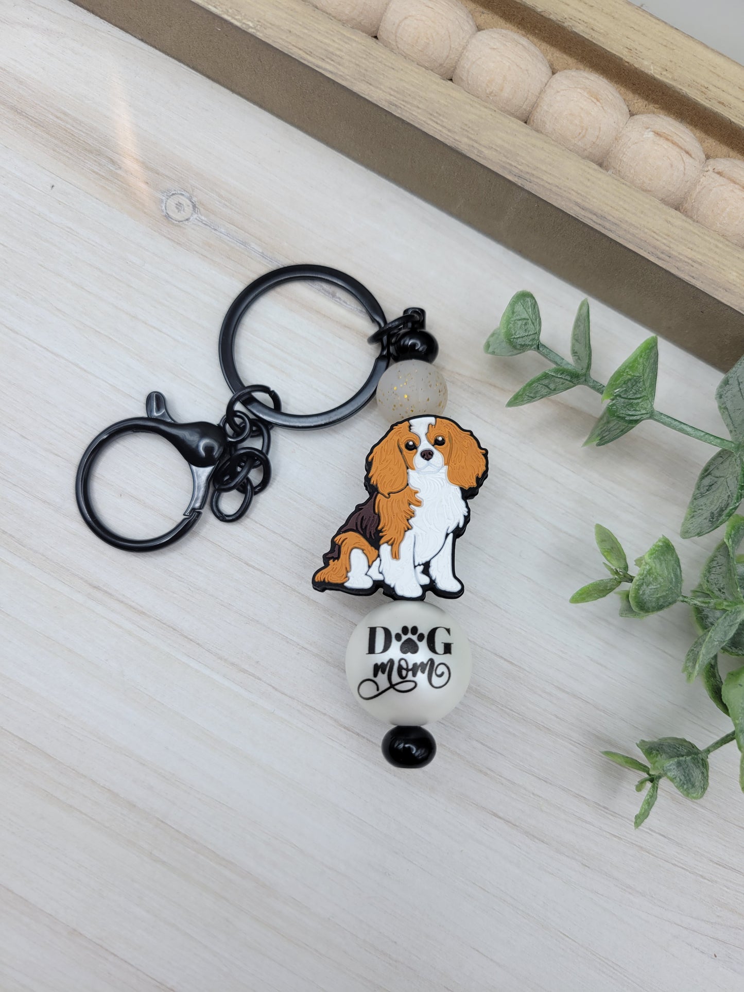 Dog Mom Barbell Keychain