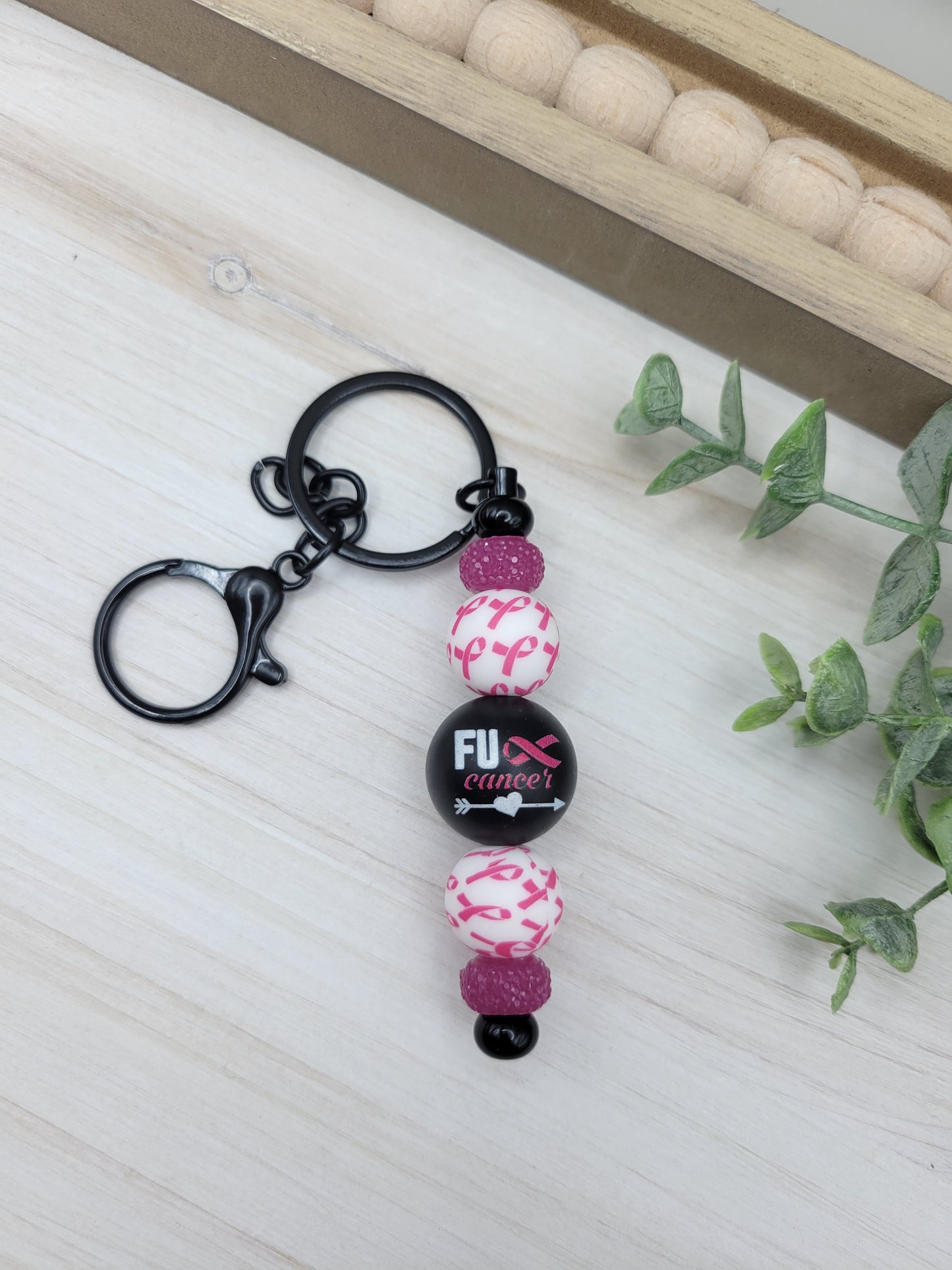 FU Cancer Barbell Keychain