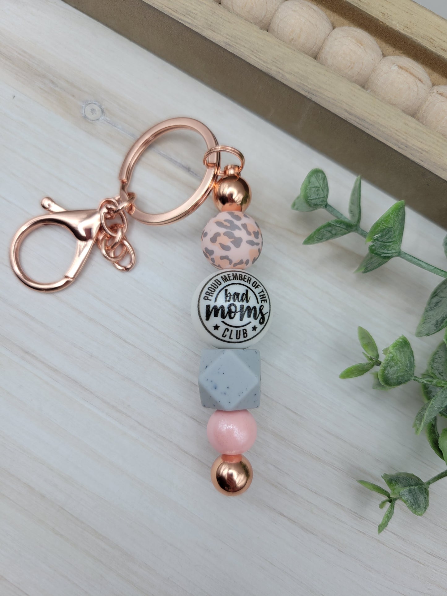 Bad Moms Club Barbell Keychain