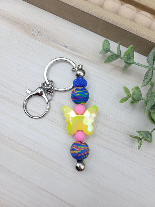 Yellow Butterfly Barbell Keychain