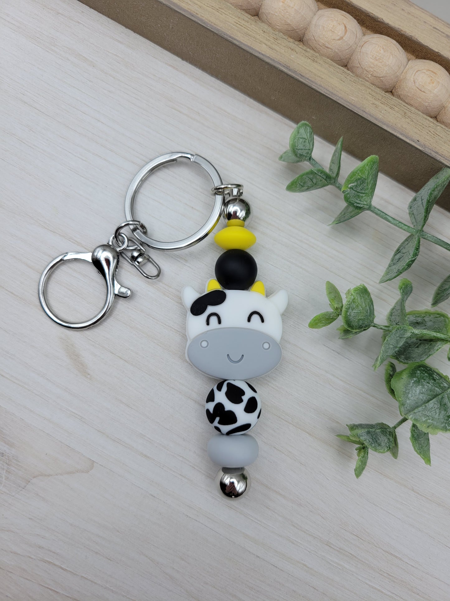 Dairy Cow Barbell Keychain