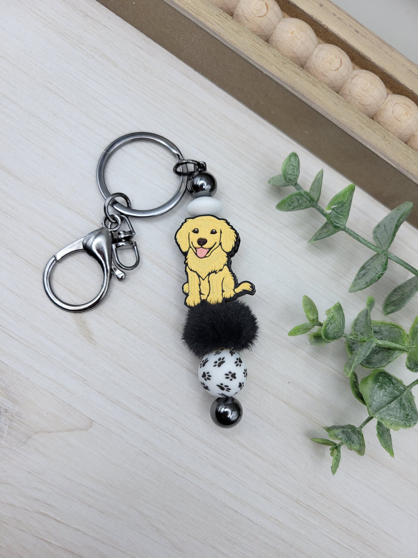 Golden Retriever Barbell Keychain