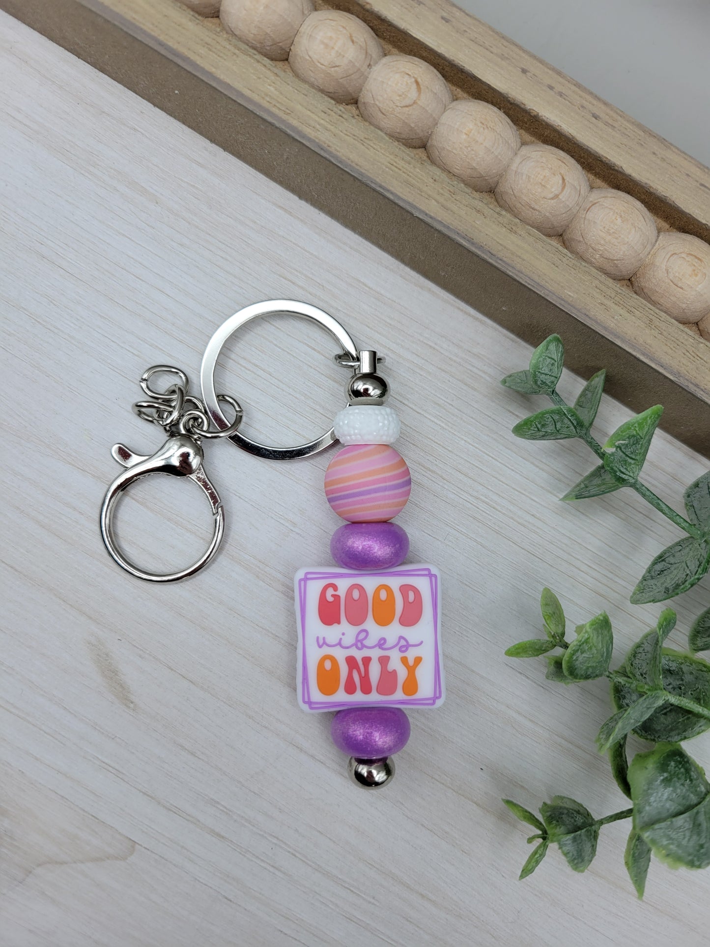 Good Vibes Only Barbell Keychain