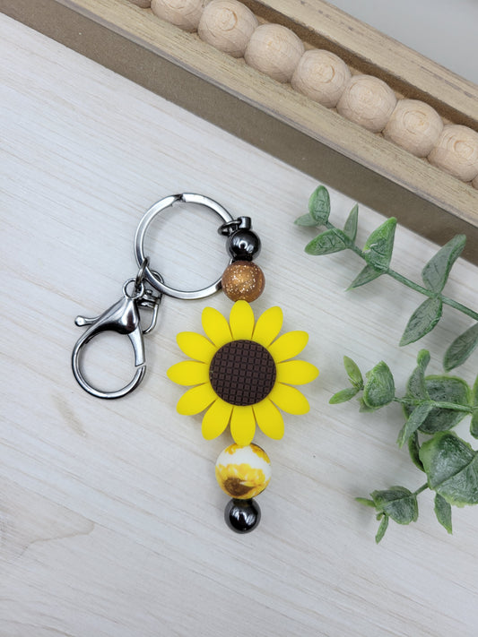 Large Sunflower Barbell Keychain