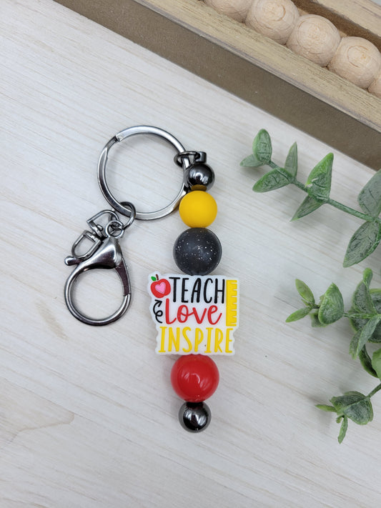 Teach Love Inspire Barbell Keychain