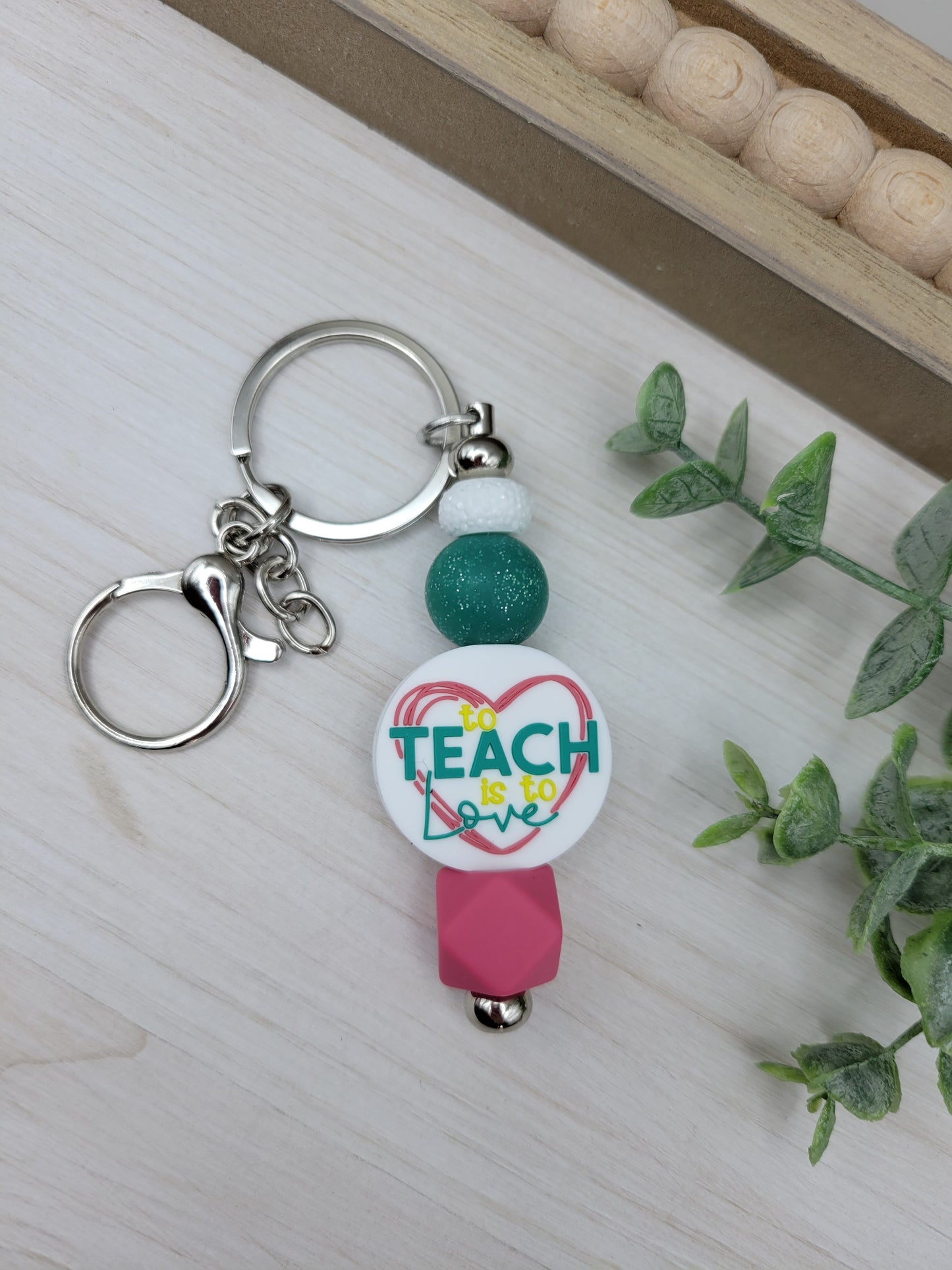 To Teach is to Love Barbell Keychain