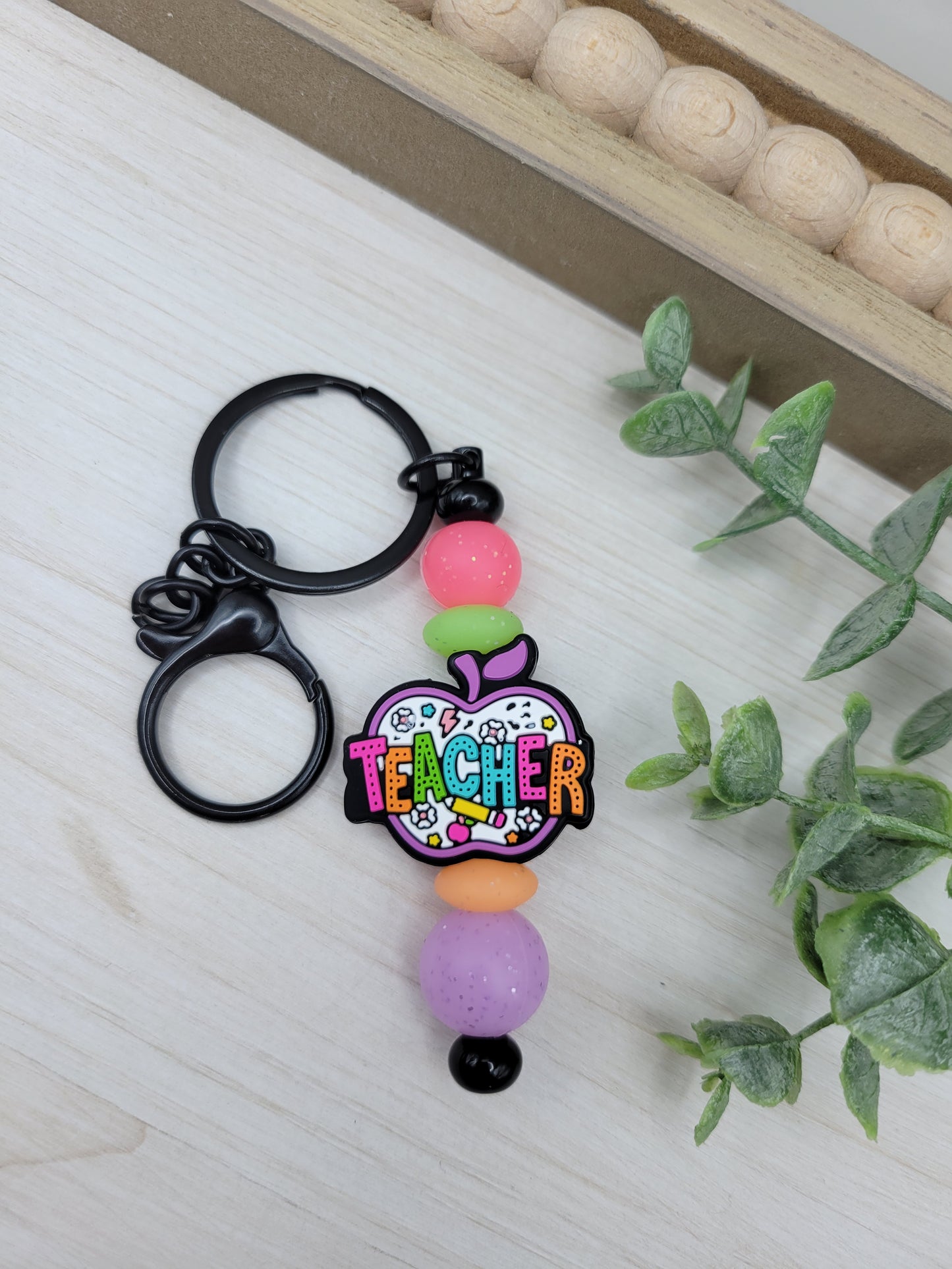 Colorful Teacher Barbell Keychain