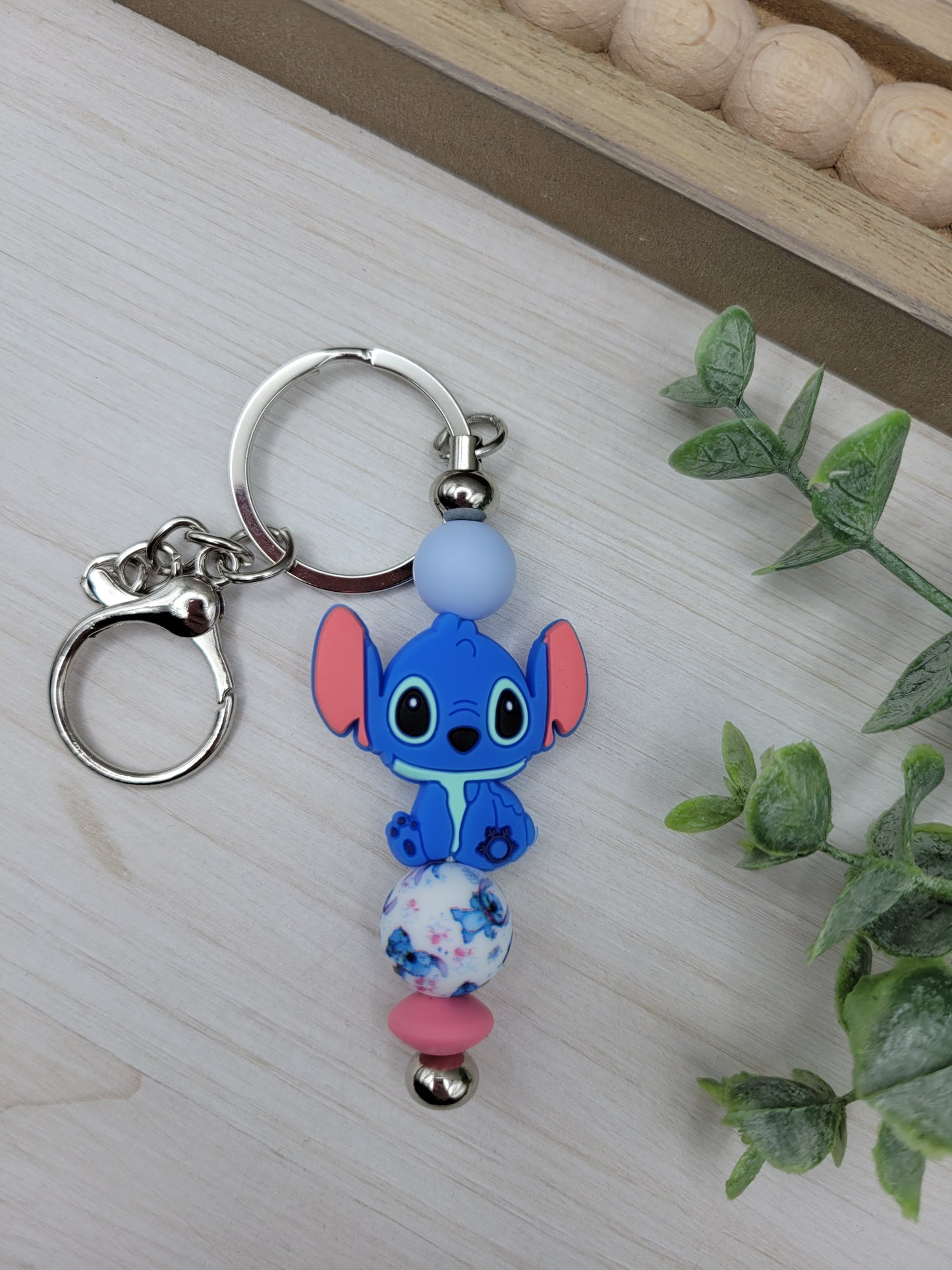 Blue Alien Barbell Keychain