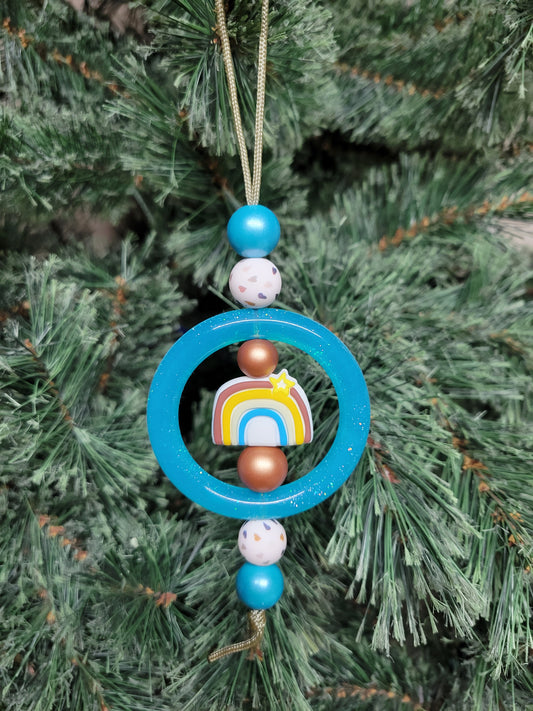 Teal Rainbow Christmas Tree Ornament
