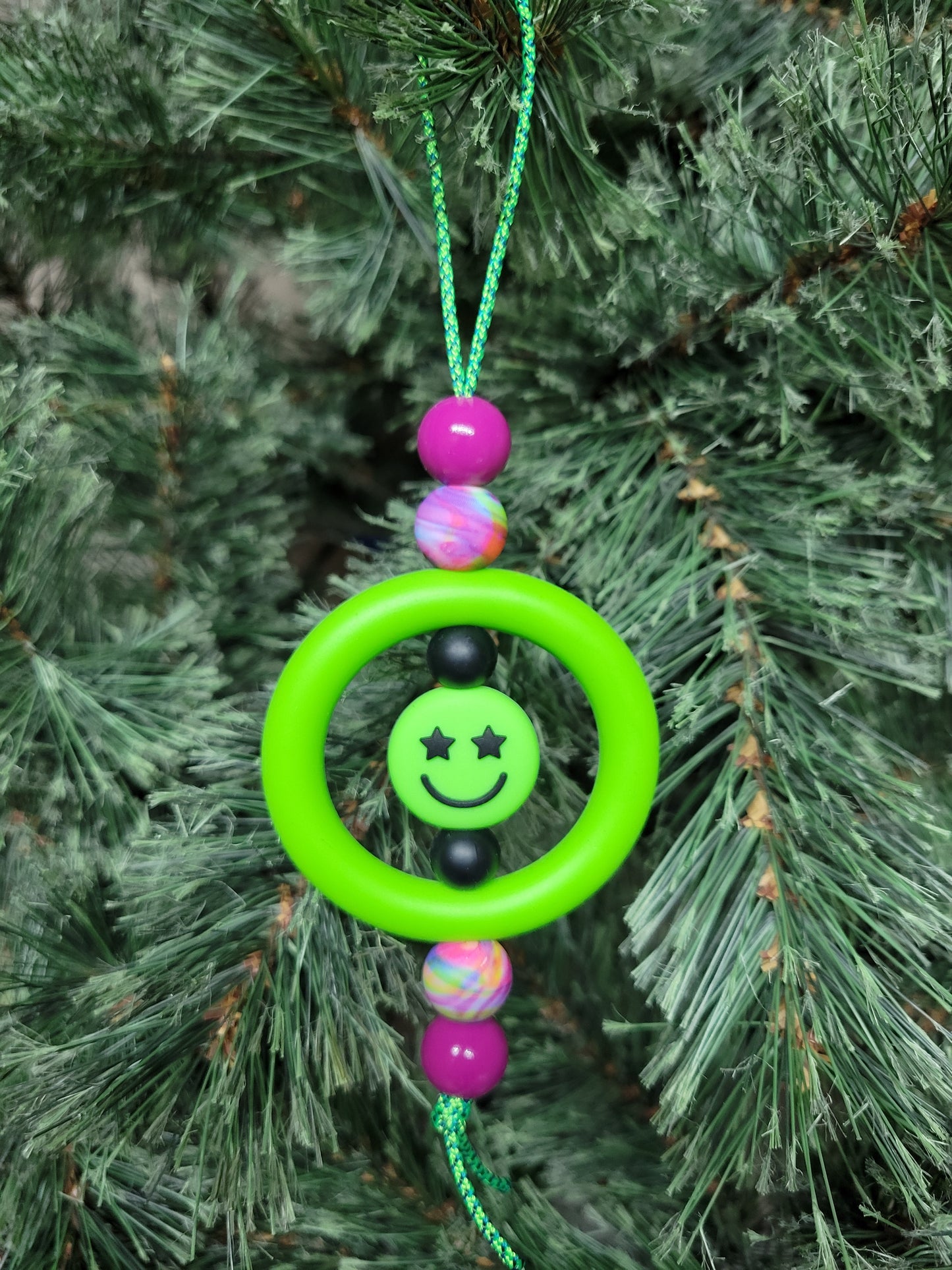 Green Smiley Christmas Tree Ornament