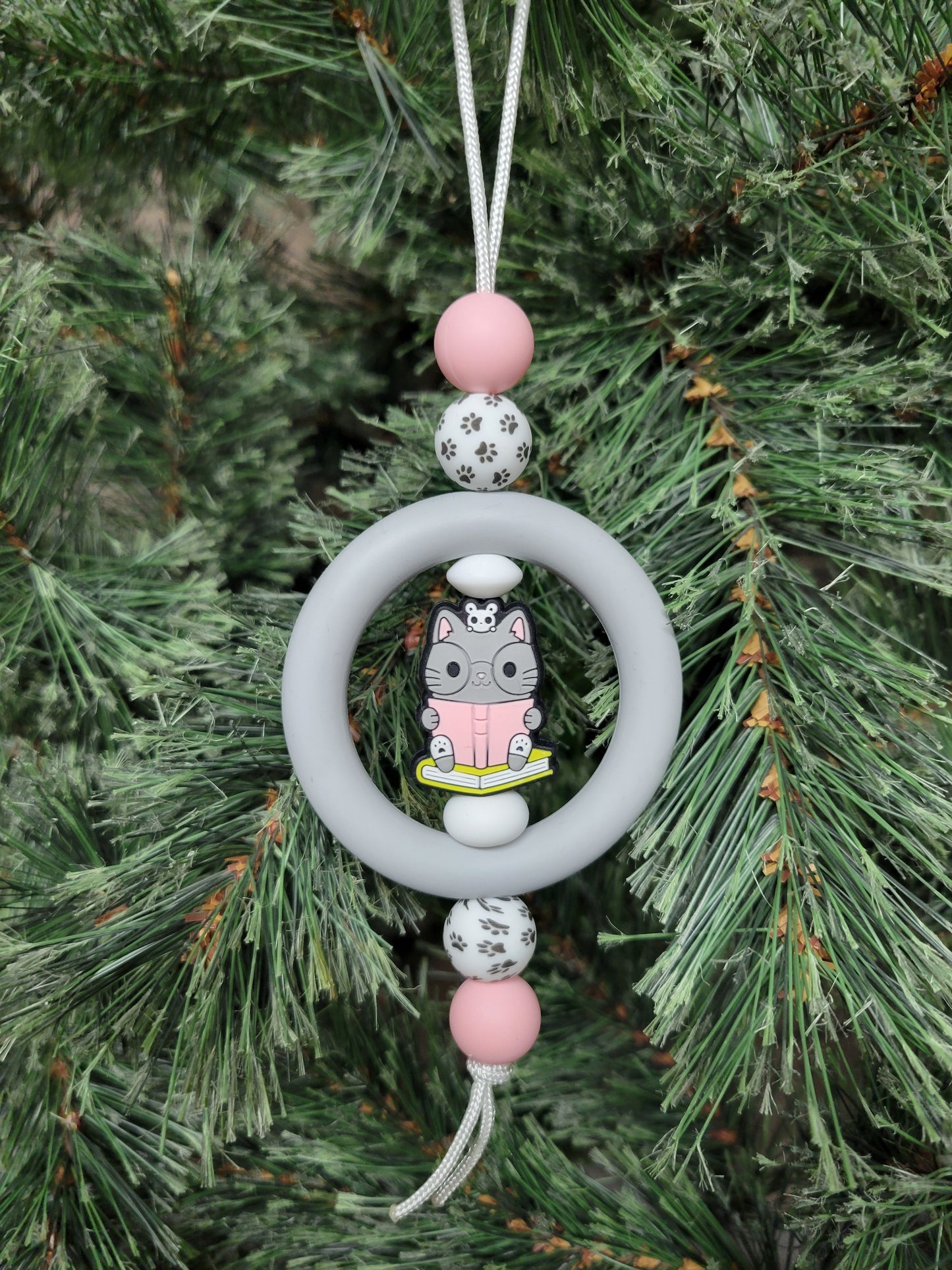 Kitty with Book Christmas Tree Ornament