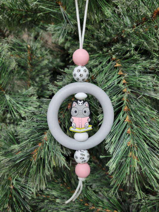 Kitty with Book Christmas Tree Ornament