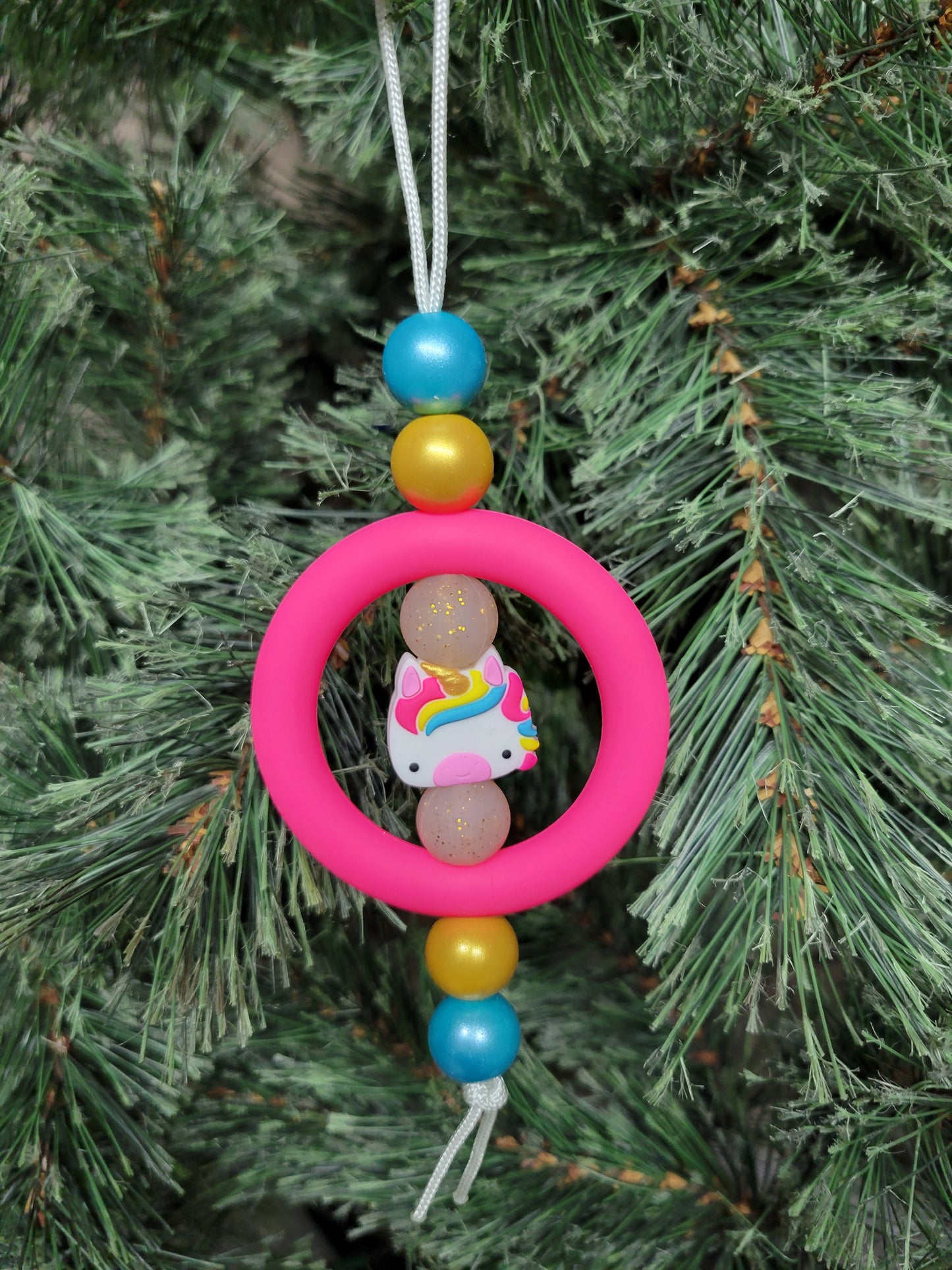 Hot Pink Unicorn Christmas Tree Ornament