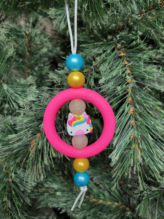 Hot Pink Unicorn Christmas Tree Ornament
