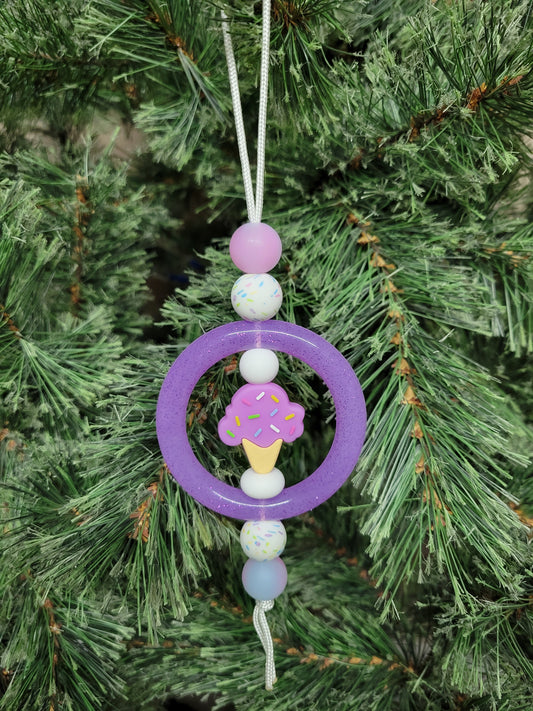 Purple Ice Cream Cone Christmas Tree Ornament