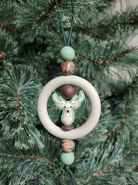 Green Deer Head Christmas Tree Ornament