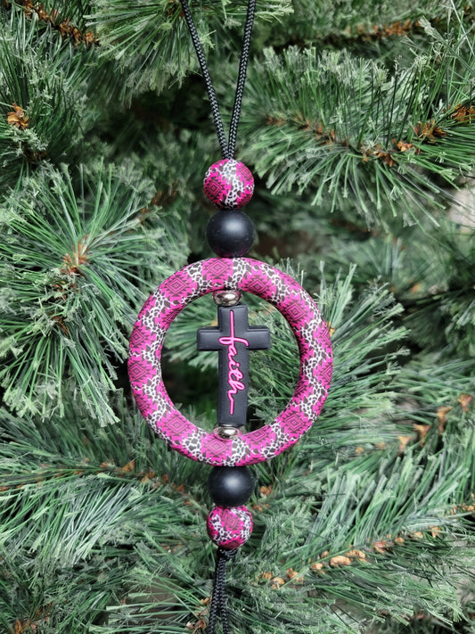 Black & Pink Cross Christmas Tree Ornament