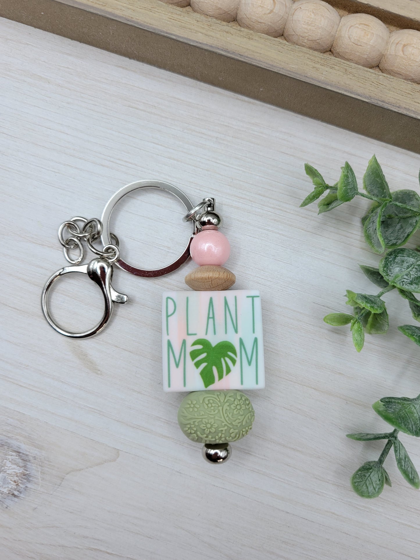 Plant Mom Barbell Keychain