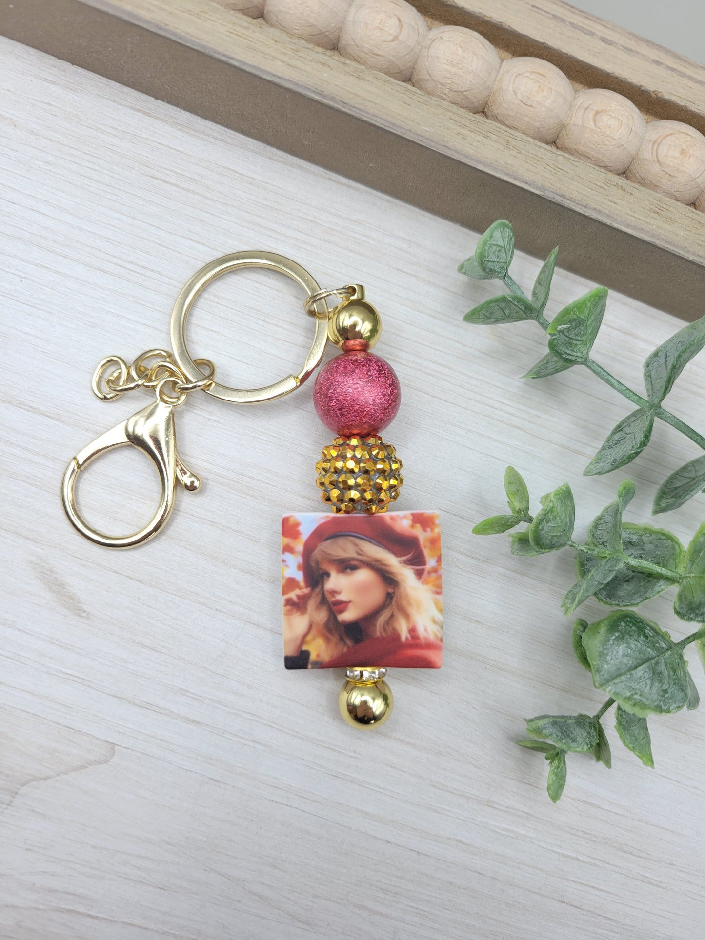 Red Gold T.S. Barbell Keychain