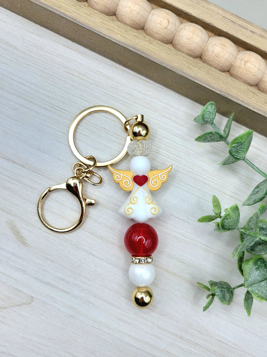 Gold Angel Barbell Keychain