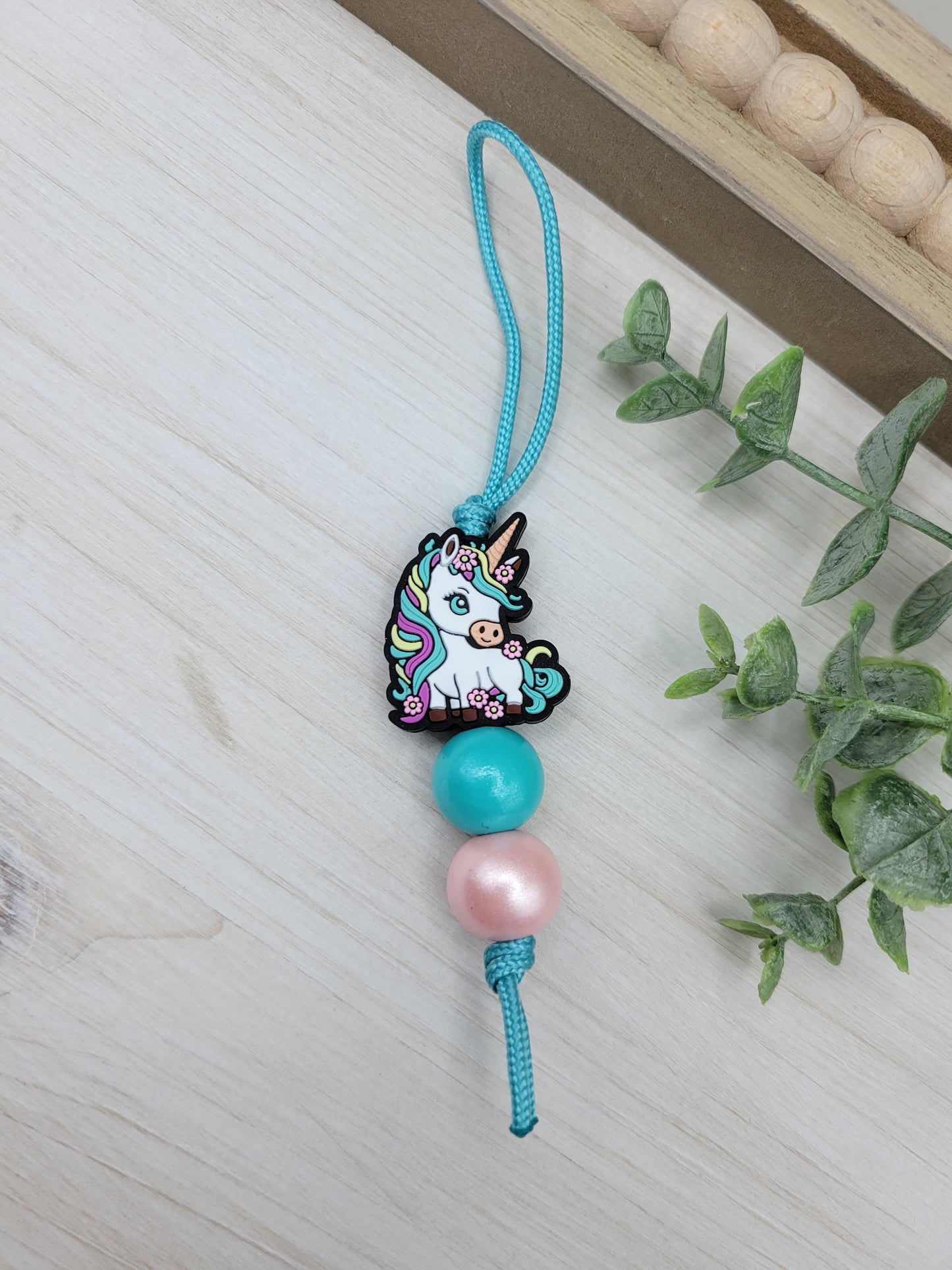 Teal Unicorn Zipper Pull