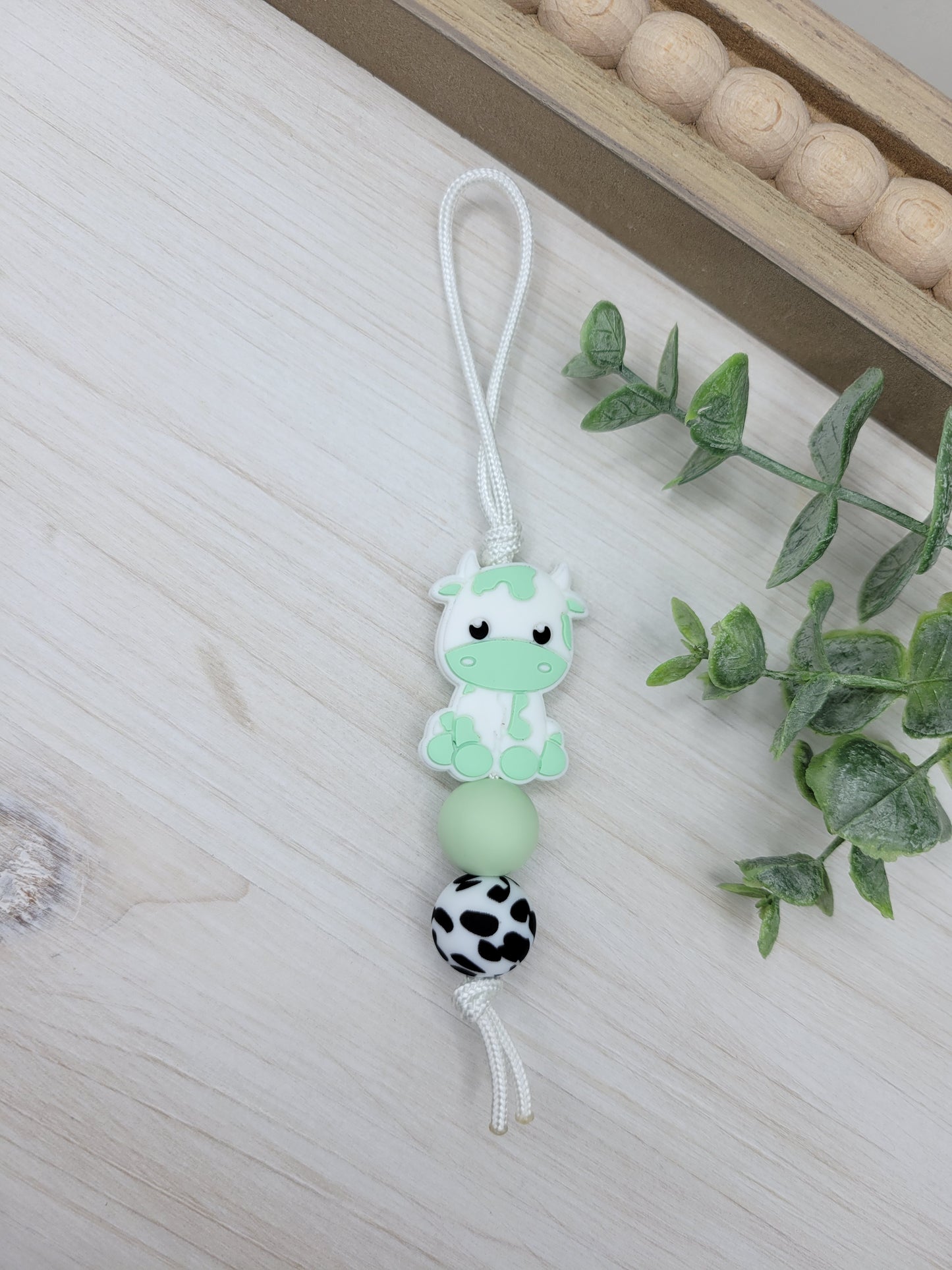 Mint Baby Cow Zipper Pull