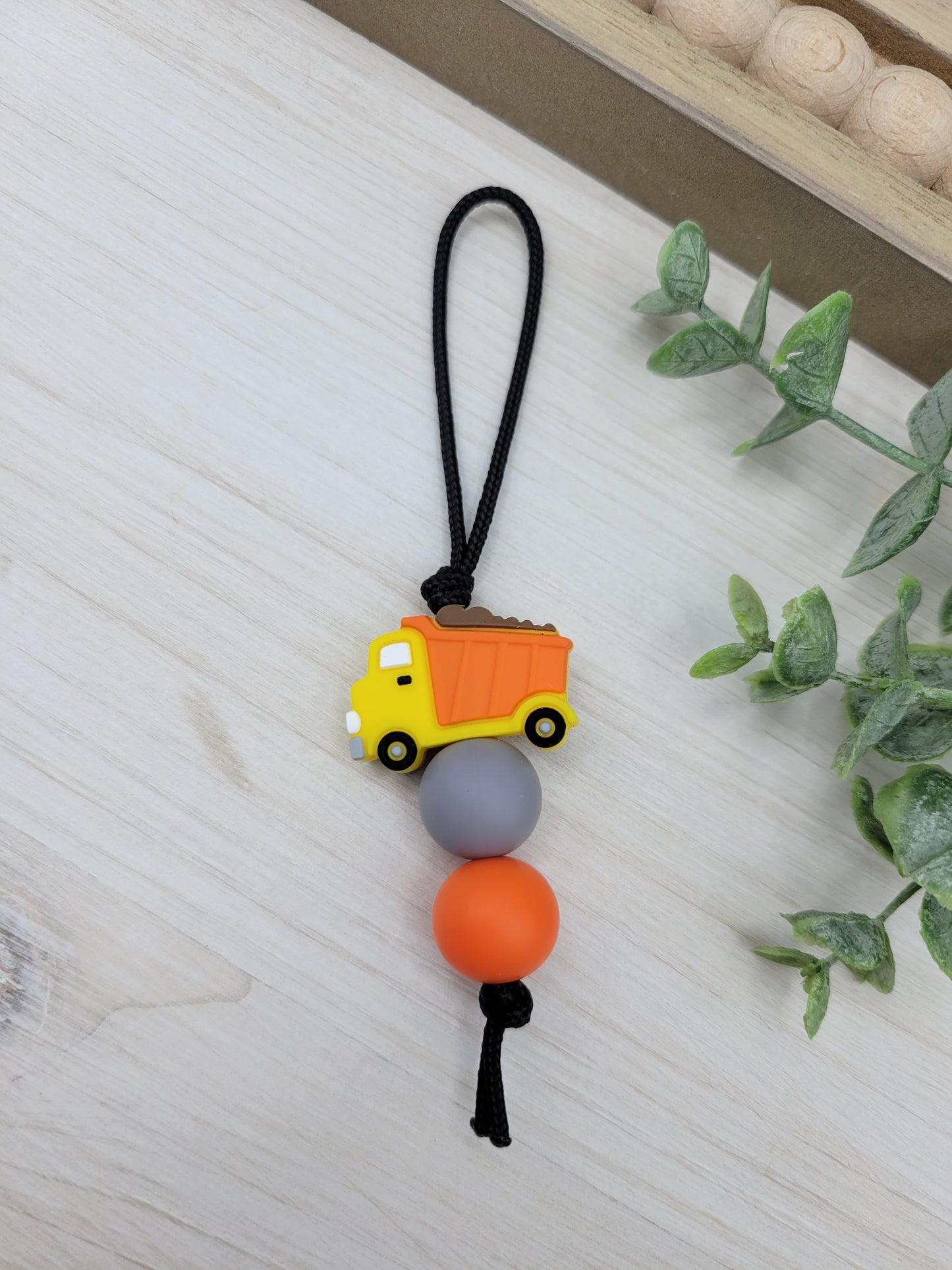 Yellow & Orange Dump Truck Zipper Pull