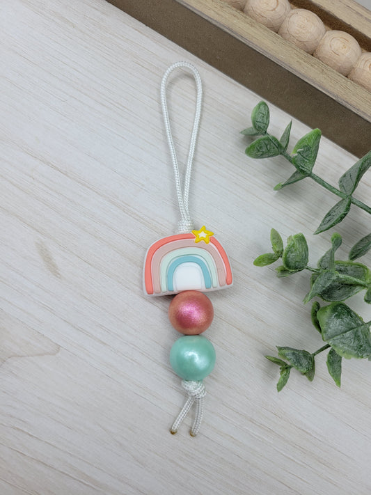 Coral & Mint Rainbow Zipper Pull