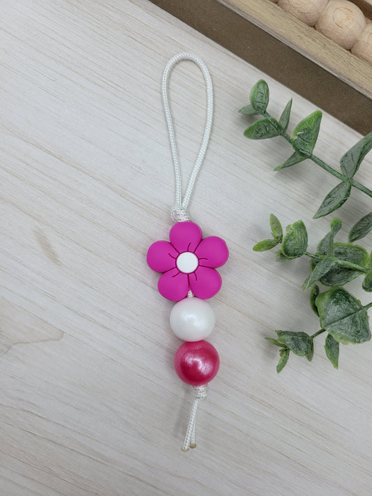 Hot Pink Flower Zipper Pull