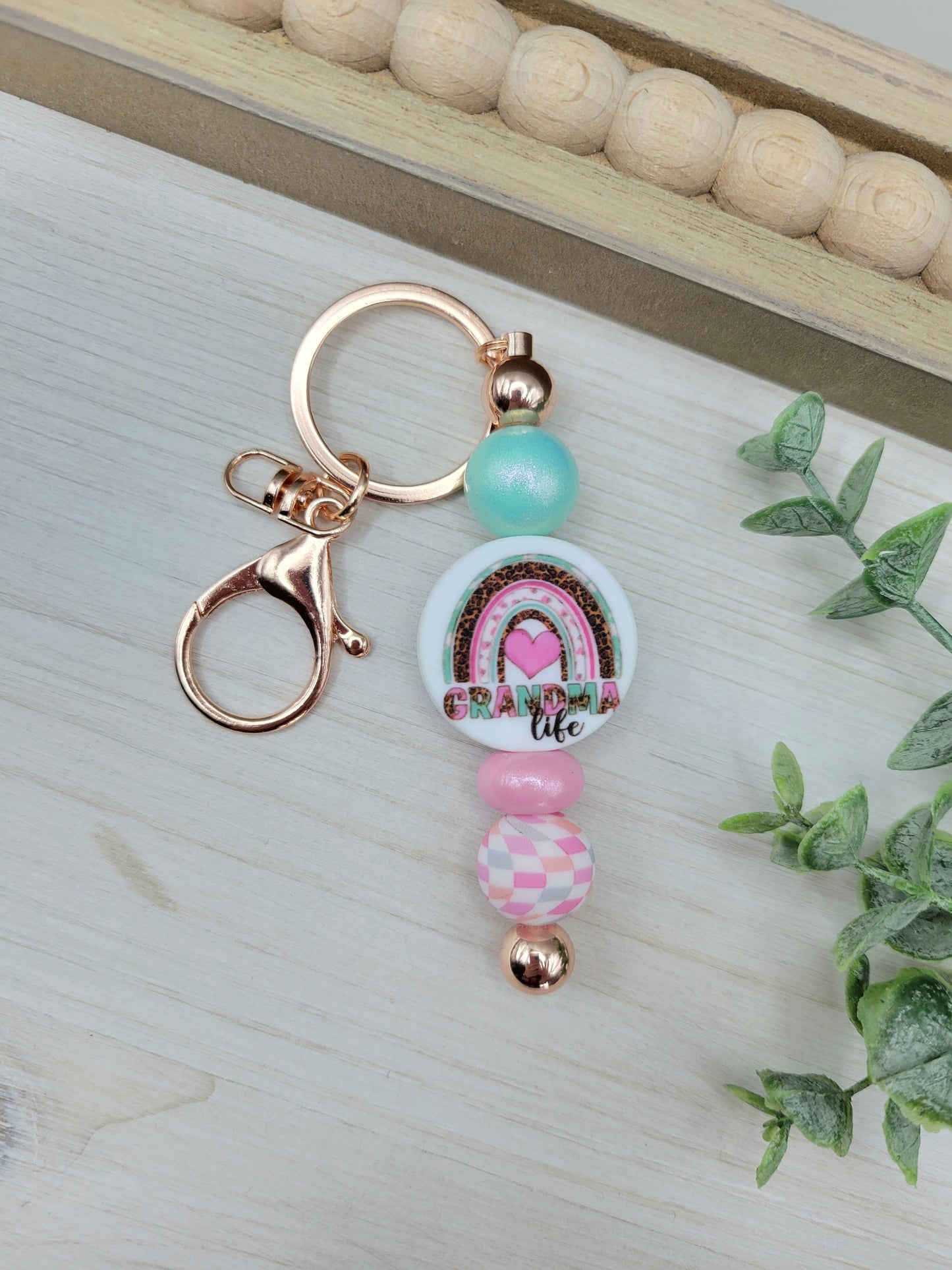 Grandma Life Barbell Keychain