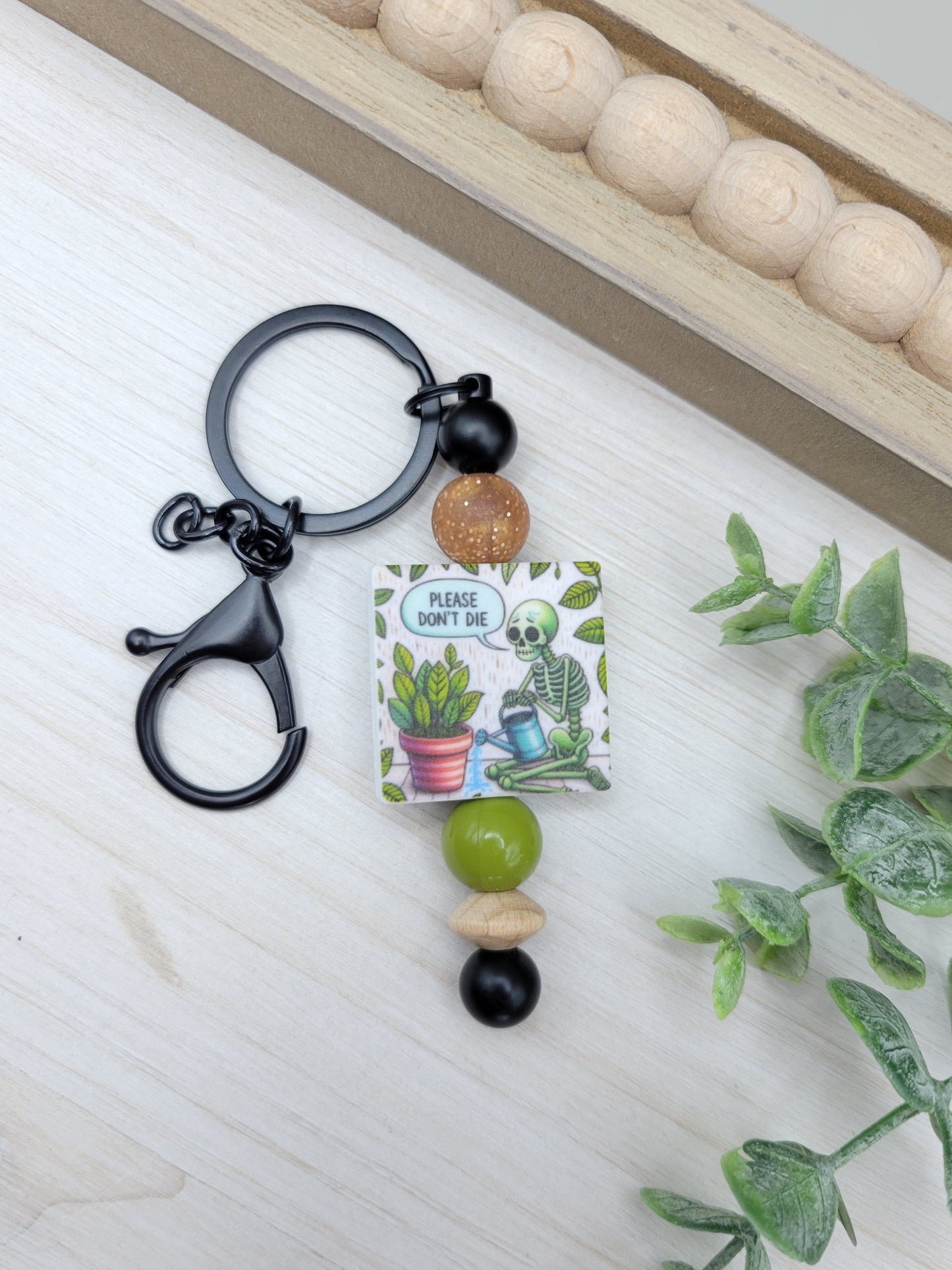 Please Don't Die - Plant Barbell Keychain