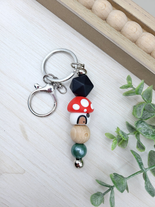 Mushroom House Barbell Keychain