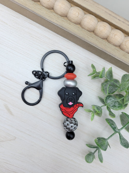 Black Lab Dog Barbell Keychain