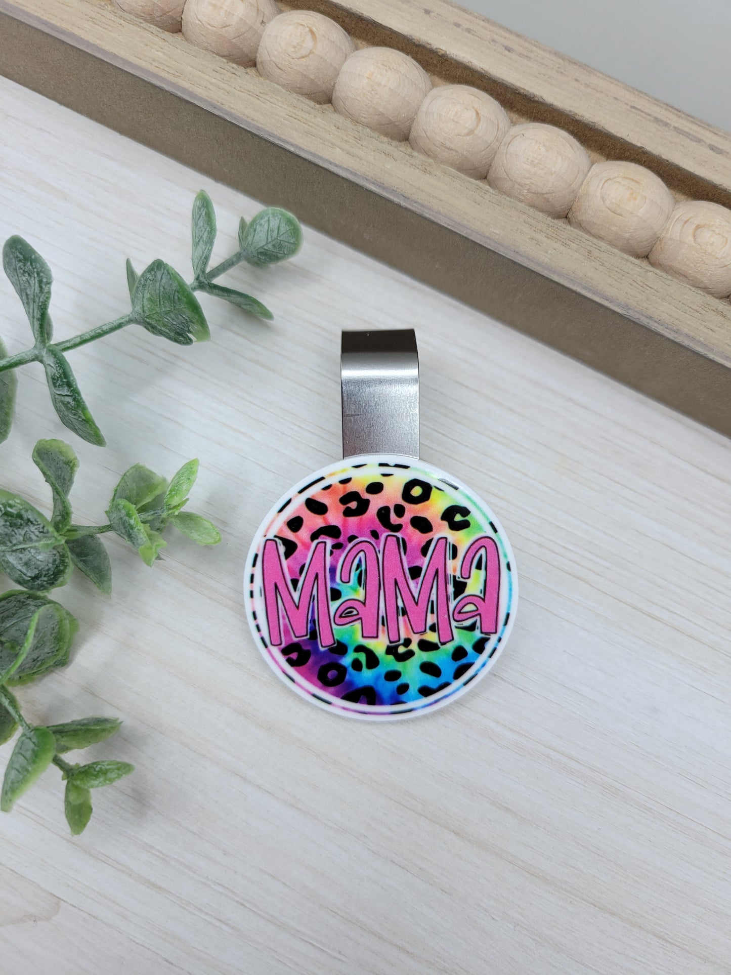 Mama Rainbow Leopard Car Sun Visor Clip