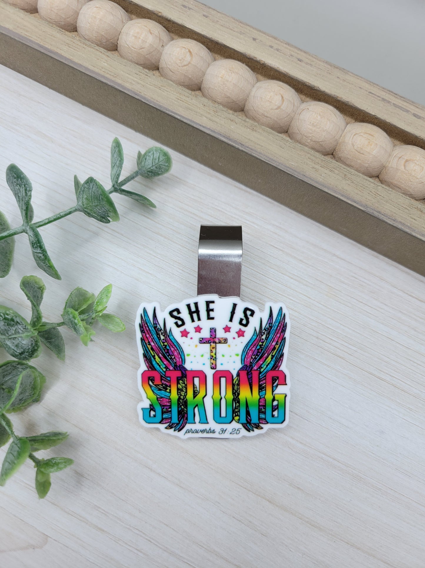She is Strong Car Sun Visor Clip