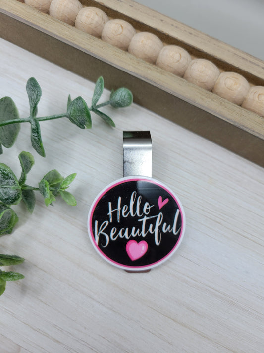 Hello Beautiful Car Sun Visor Clip