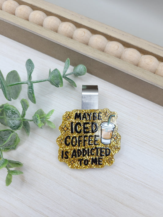Iced Coffee Car Sun Visor Clip