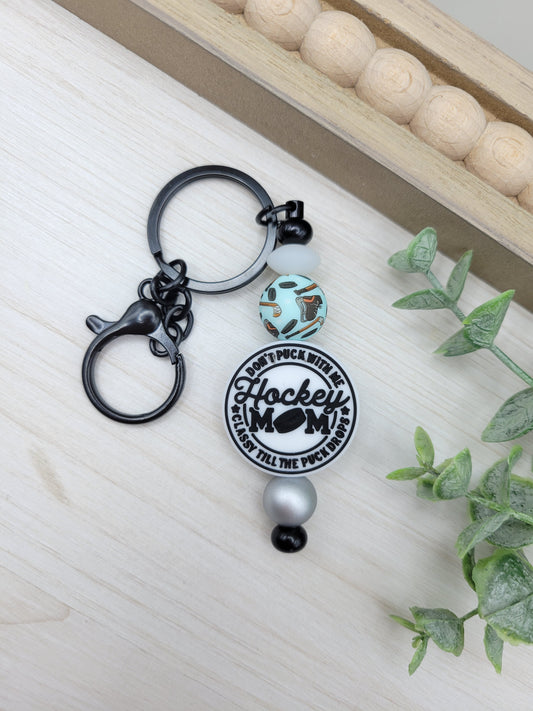 Hockey Mom Barbell Keychain