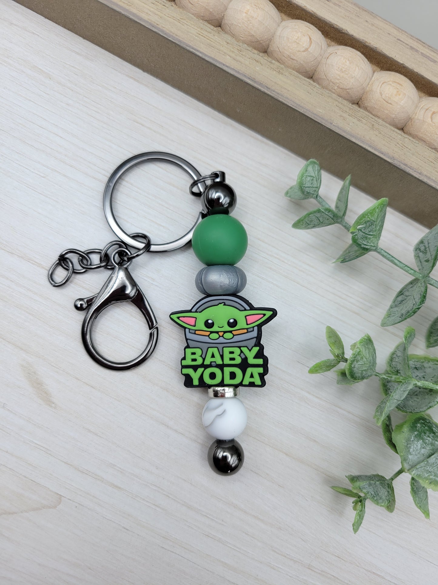 Baby Yoda Barbell Keychain