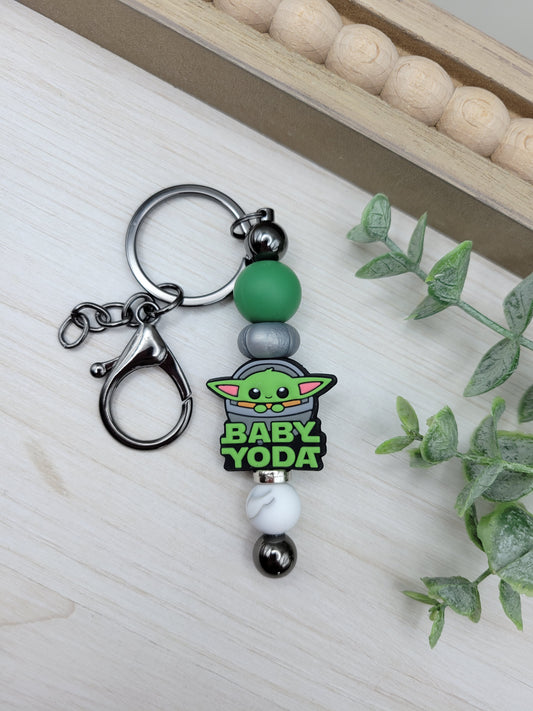 Baby Yoda Barbell Keychain