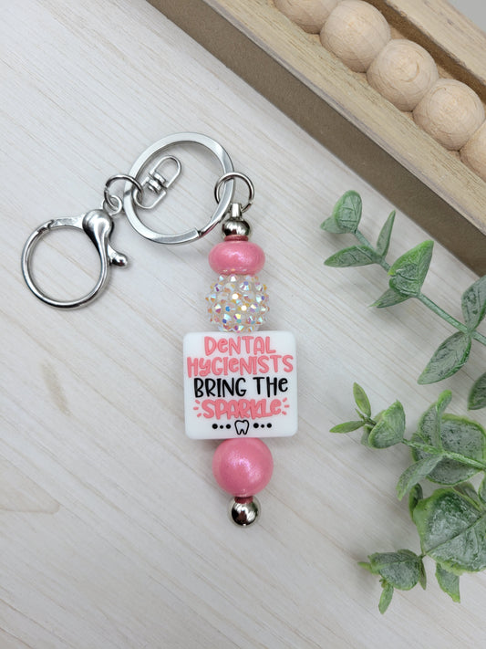 Dental Hygienist Barbell Keychain