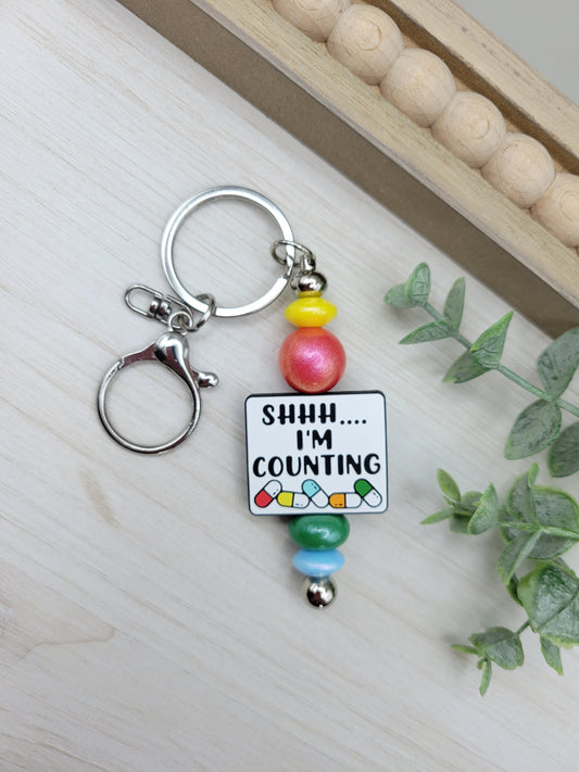 Shhh...I'm Counting Barbell Keychain
