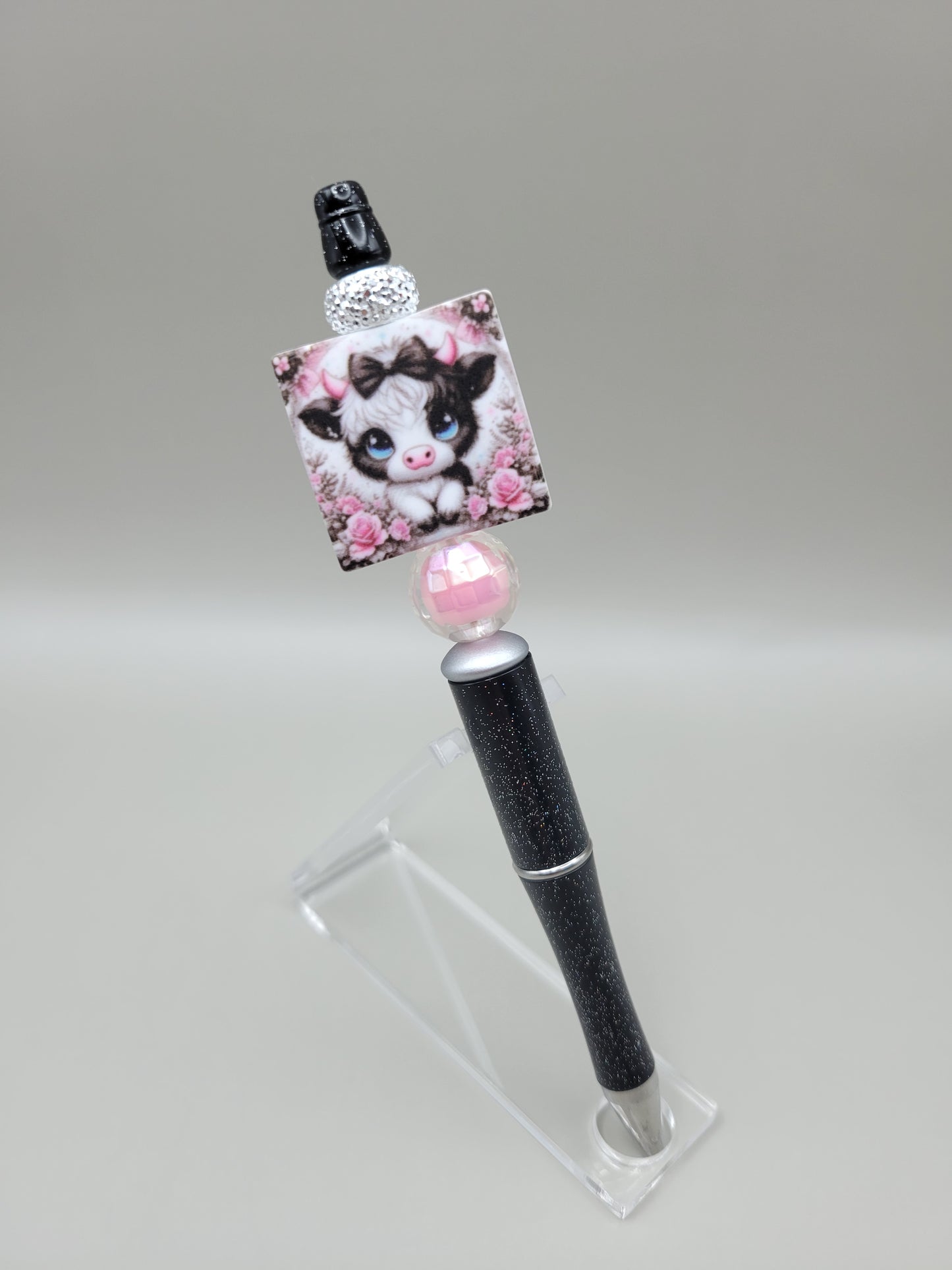 Cute Pink & Black Cow Pen