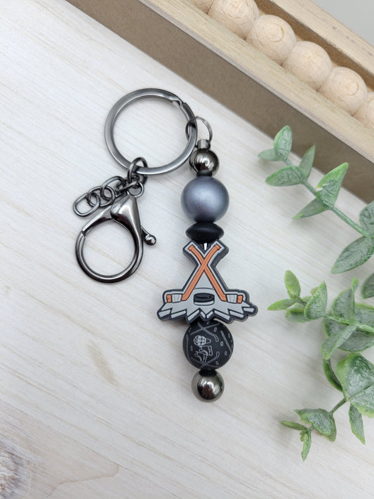Hockey Sticks Barbell Keychain