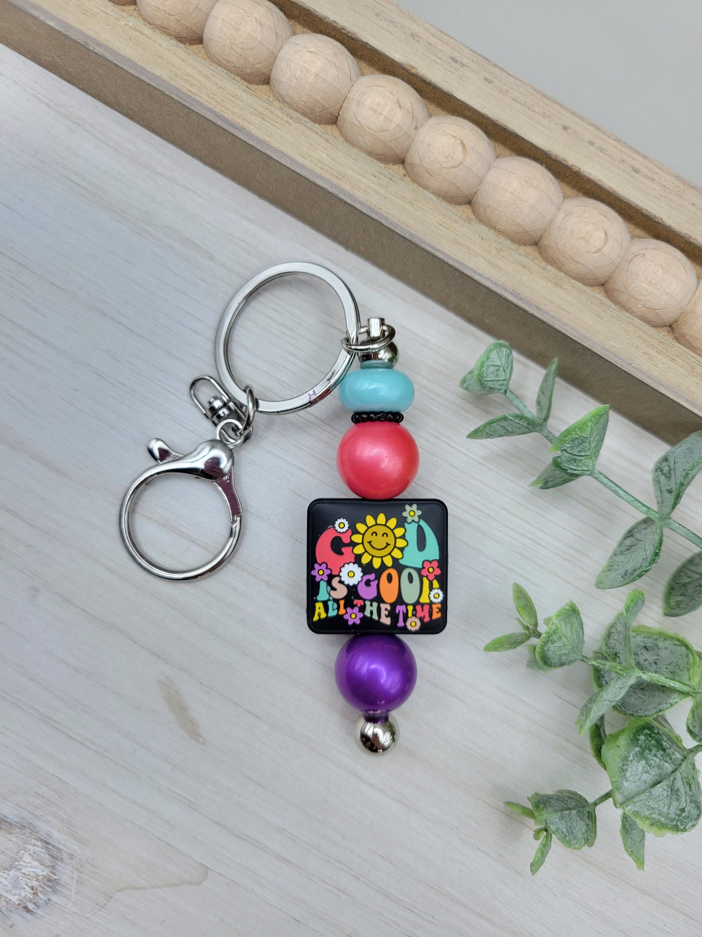 God is Good Barbell Keychain