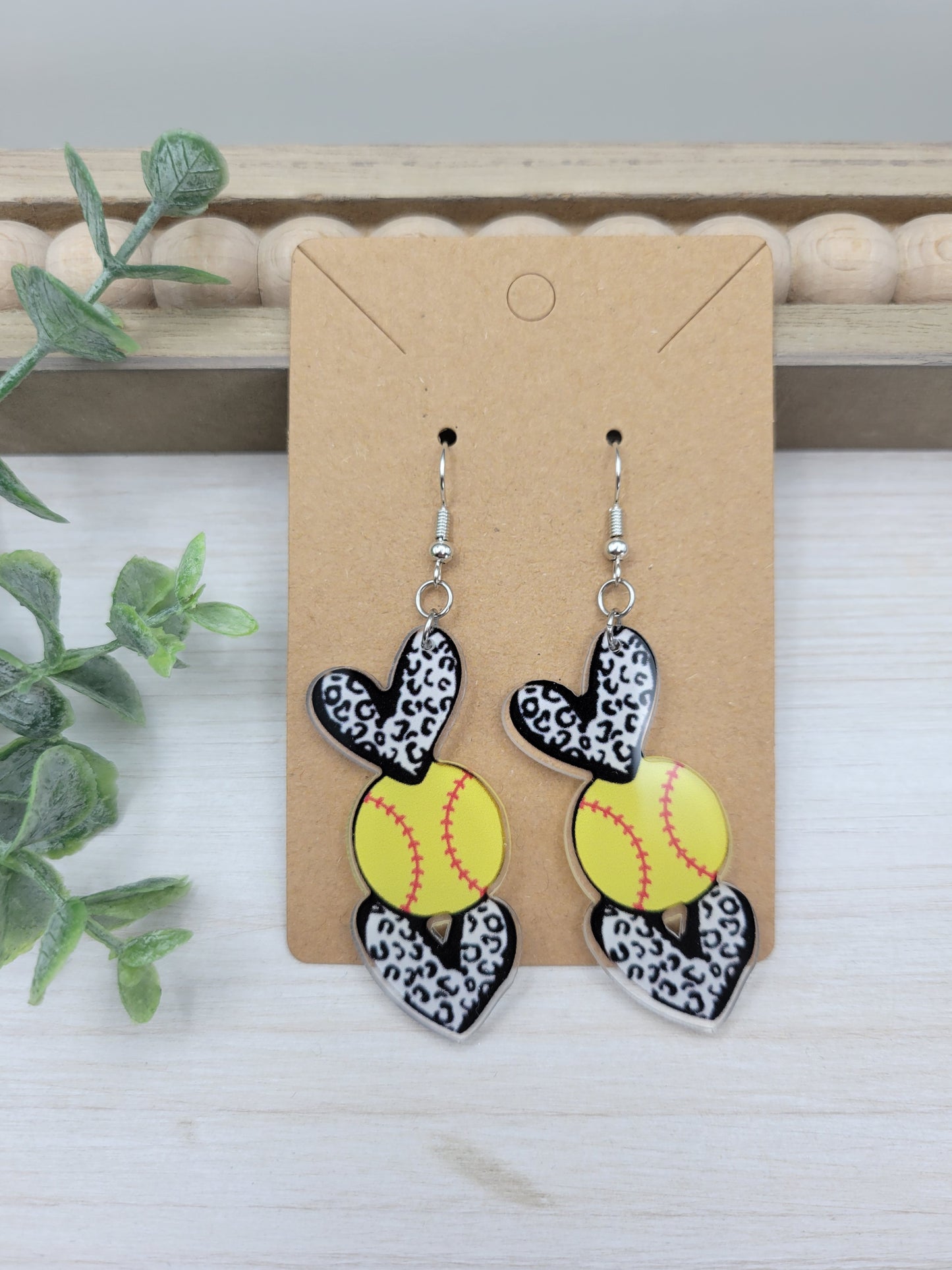 Softball Heart Earrings