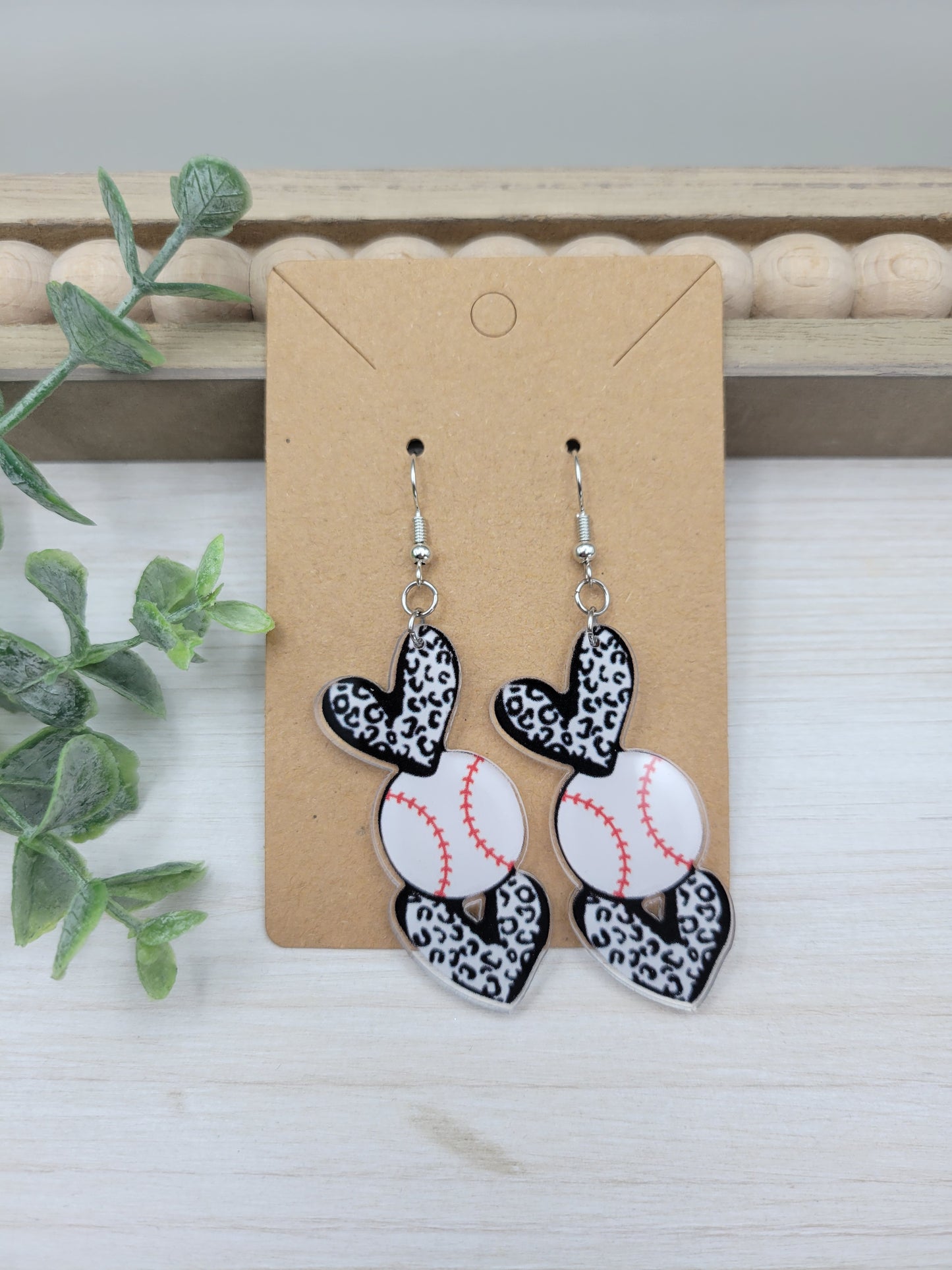 Baseball Heart Earrings