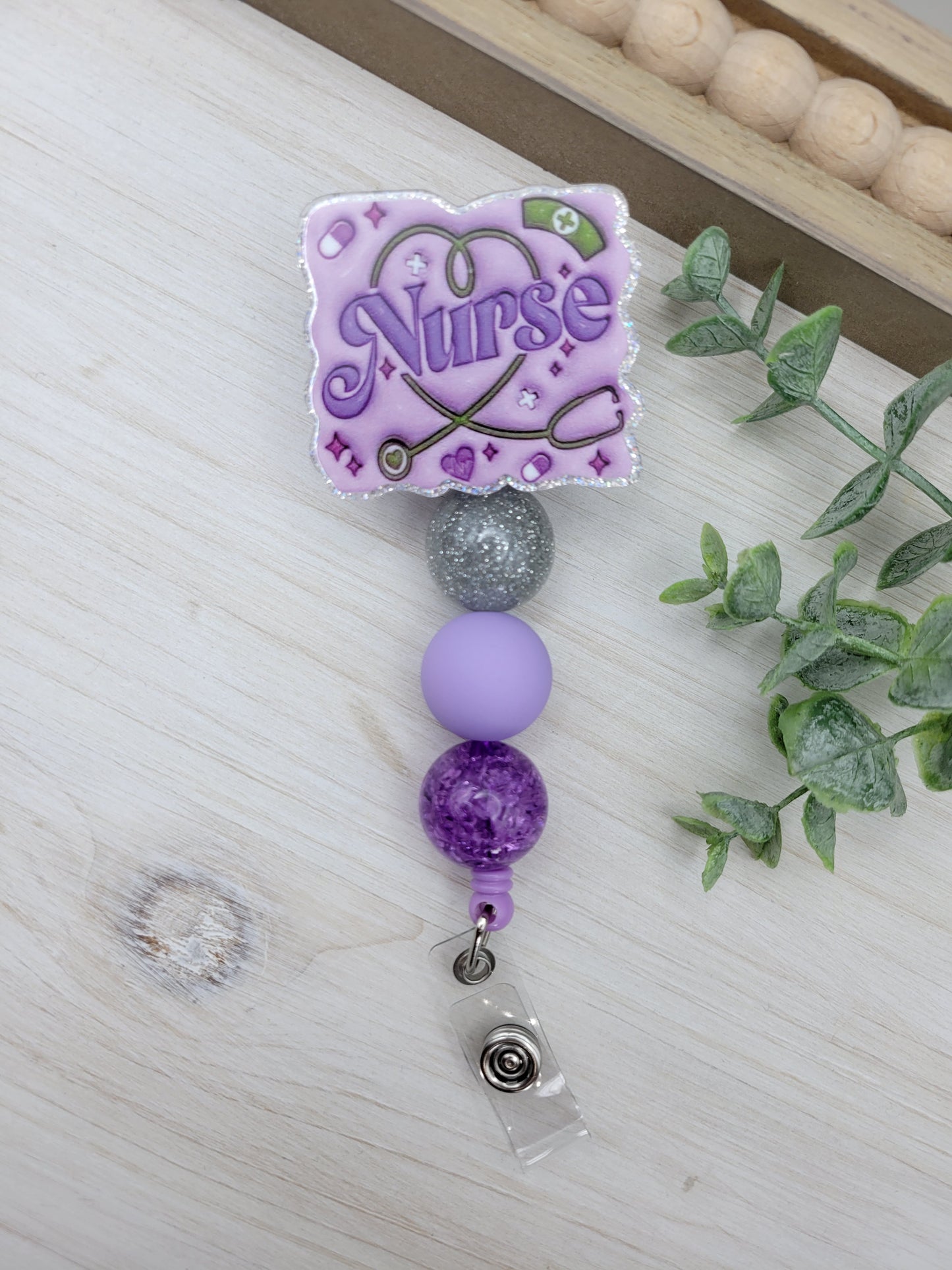 Purple Nurse Badge Reel
